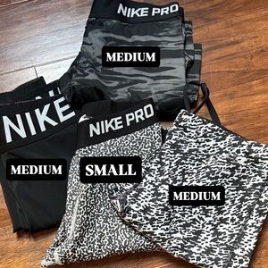 Bundle of 4- Nike Pro Black and White Leggings Collection